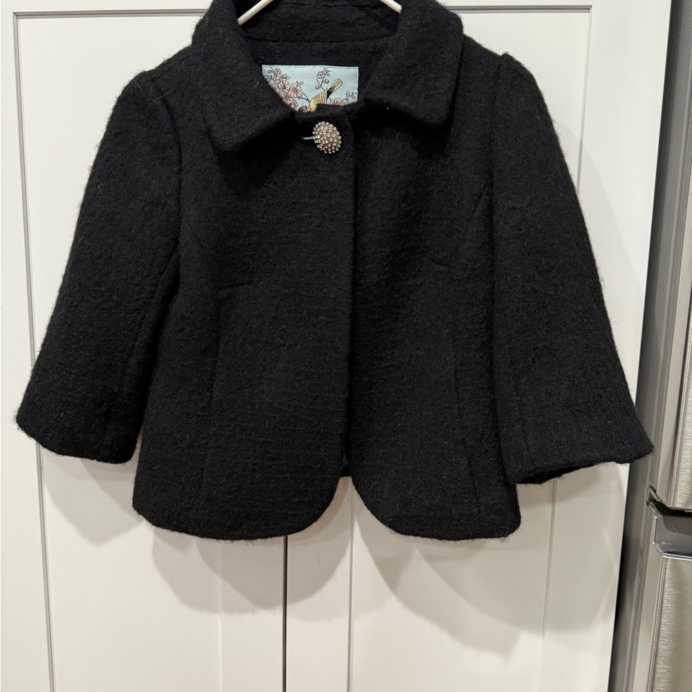 Anthropologie Tabitha Elegant Black Cropped Jacket - Picture 4 of 7